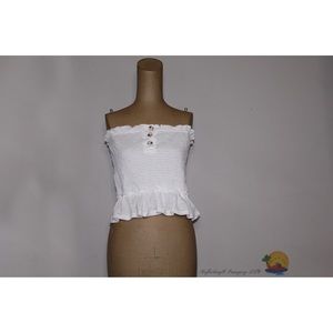 White Strapless Peplum